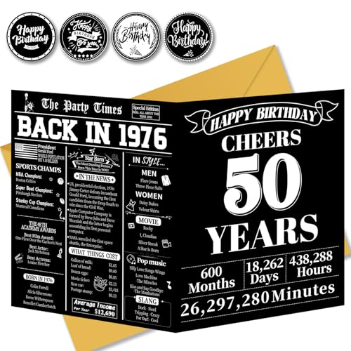 50th Birthday Card - Vintage Retro Design for Him & Her