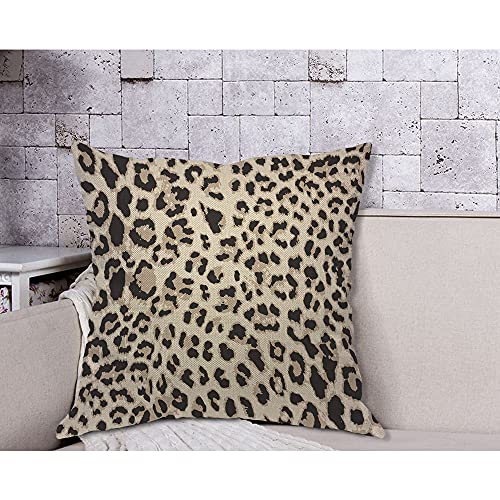 AOYEGO Leopard Animal Print Throw Pillow Cover 18x18 Inch Cotton Linen Cushion for Home Decor