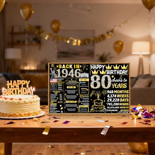 Joycard 80th Birthday Card with Envelope - Vintage 1946 Design