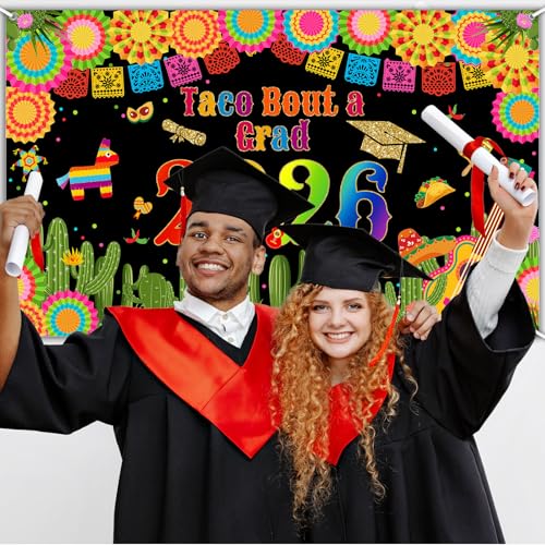 Taco Bout a Grad 2026 Graduation Banner - Fiesta Photo Backdrop