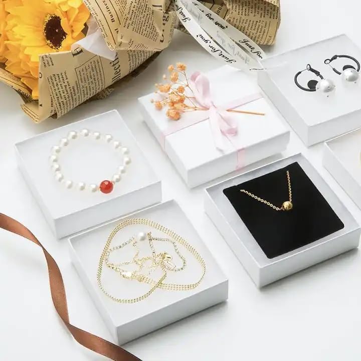RJ Displays 6-Pack White Cotton-Filled Jewelry Gift Boxes, 3.5" x 3.5" x 1"