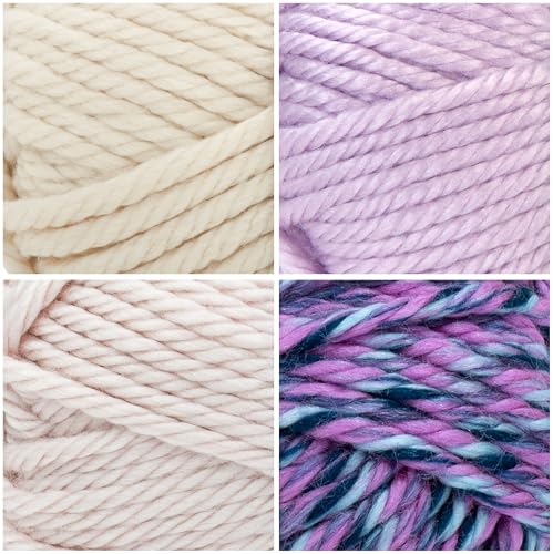 Lion Brand Hometown Super Bulky Baby Girl Yarn Pack - 12 Skeins, Soft & Colorful