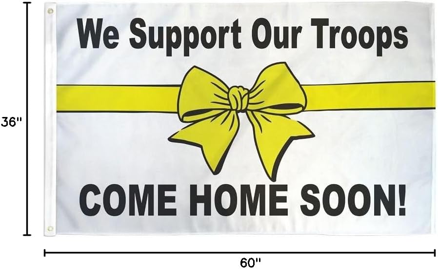 Support Our Troops Flag - Yellow Ribbon Military Banner 3x5 ft | Honor and Celebrate