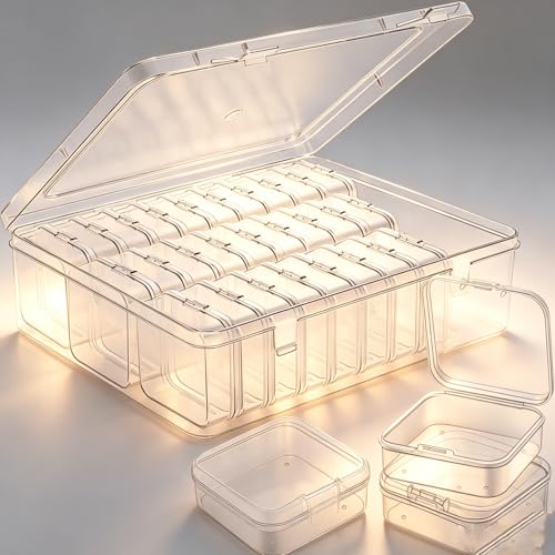 Moritic 30-Piece Clear Plastic Jewelry Organizer Cases, 2.17 x 2.17 inch
