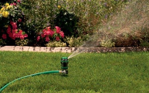 Orbit H2O-Six Gear-Drive Sprinkler - Customizable Lawn Watering Coverage | Durable Metal T-Spike, Multi-Pattern Rotating Head