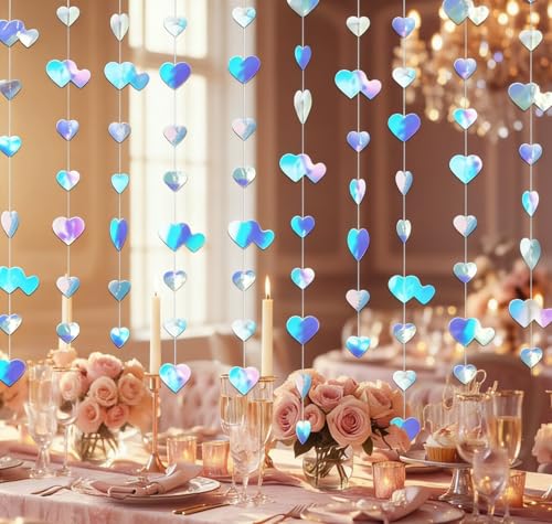 Iridescent Heart Garland - 52Ft Wedding & Party Decoration