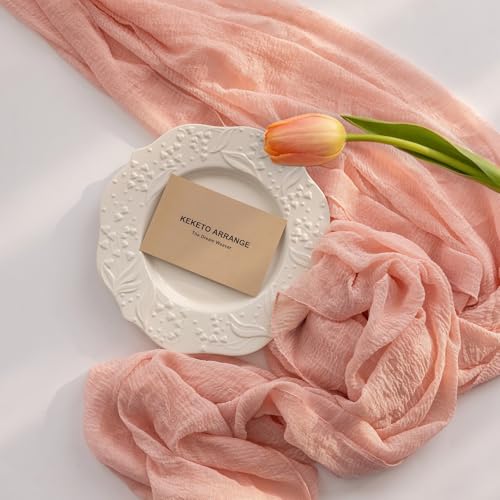 Pink Cheesecloth Table Runner 35x120 Inches for Fall Party & Home Decor - Blush Pink