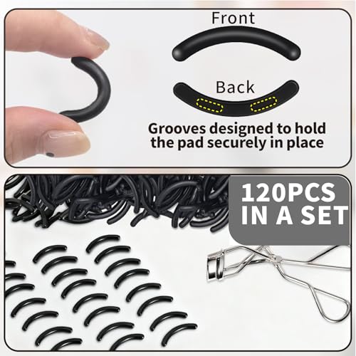 CllyCnny 120PCS Eyelash Curler Refills Silicone Replacement Pads with Case