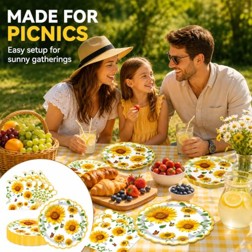 Sunflower Party Supplies Set: 20 Dinner Plates & 20 Napkins - Fall Theme
