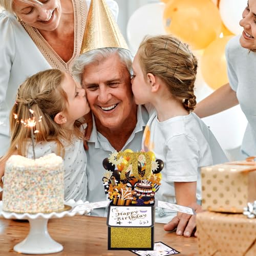 Gosknor 3D Pop Up Happy Birthday Box Card with Envelope & Note
