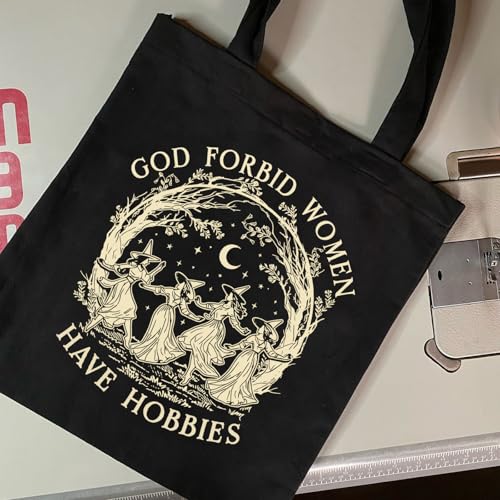 Cute Witchy Canvas Tote Bag for Women - Funny Spooky Gift