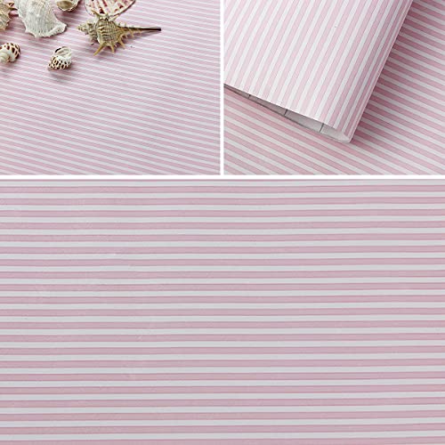 Pink and White Stripe Self-Adhesive Wallpaper Contact Paper 17.7" x 117"