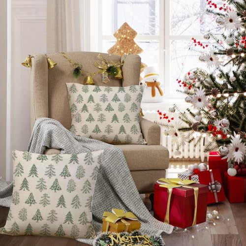 RABUSOFA Christmas Pillow Covers Set of 2 - 18x18 Inch Decorative Throw Pillows for Holiday Decor