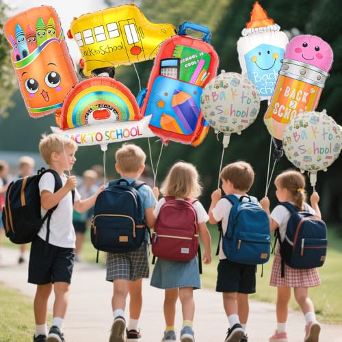 Back to School Foil Balloons - 8 Colorful Designs for Party