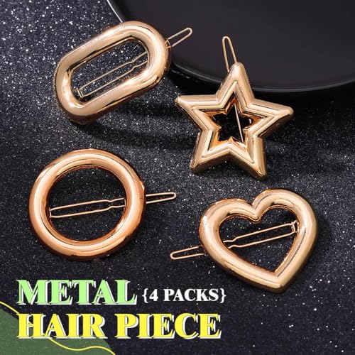 JONKY Gold Geometric Metal Hair Barrettes - 4 Piece Minimalist Set
