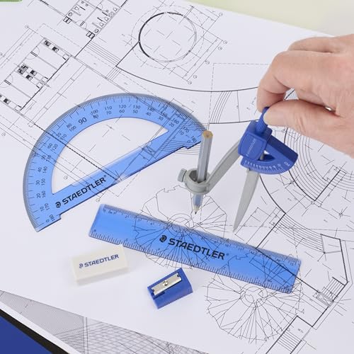 STAEDTLER 6-Piece Student Math Geometry Set with Zippered Pouch