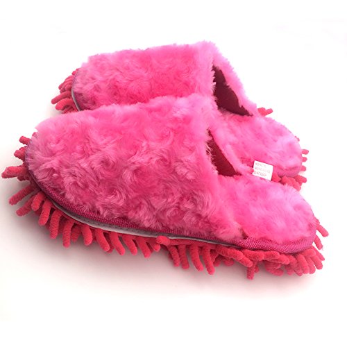 Selric Washable Chenille Mop Slippers (Size 5.5-8.5) - Rose Red