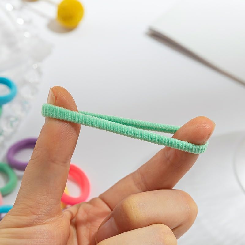50pcs Cotton Seamless Hair Ties & Elastic Ponytail Holders for Thin Hair