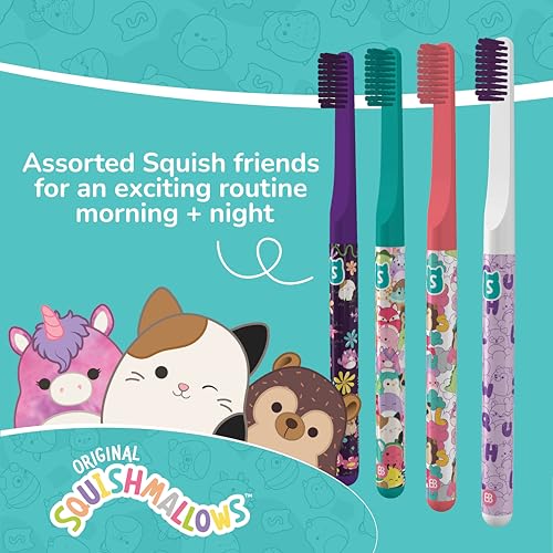Brush Buddies Squishmallows Manual Toothbrushes Soft 4-Pack