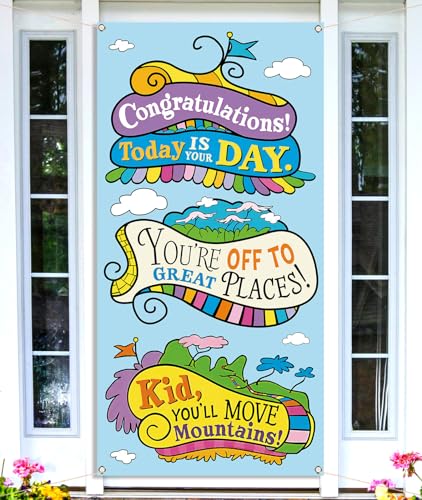 Oh The Places You'll Go Graduation Door Cover - Travel Party Decor, 3x6ft