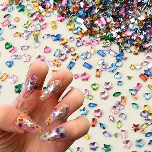 OPMADM 15000Pcs Colorful Nail Rhinestones and 3D Art Charms Kit