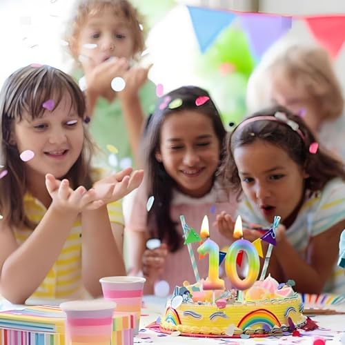Rainbow Number 4 Birthday Candle - Colorful Cake Topper