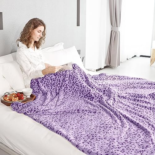 Purple Leopard Print Fleece Throw Blanket - Soft & Cozy