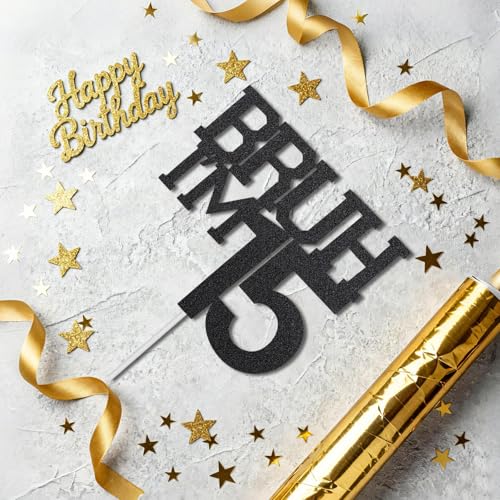 Black Glitter 15th Birthday Cake Topper for Boys & Girls
