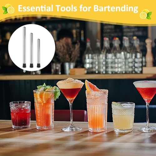 Okxiri Stainless Steel Cocktail Muddler Set - 3 Sizes for Drinks & Mojitos