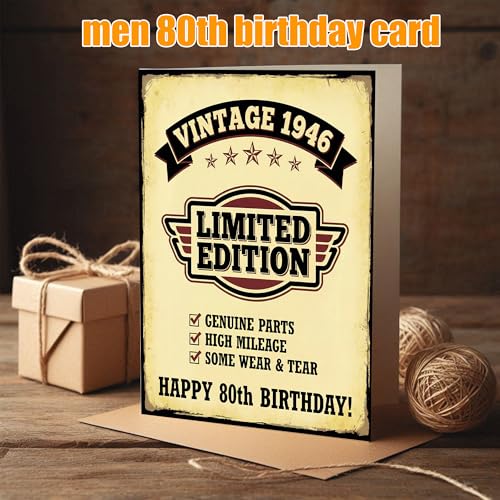 Funny 80th Birthday Card for Men 1946 Vintage Joke Greeting Card