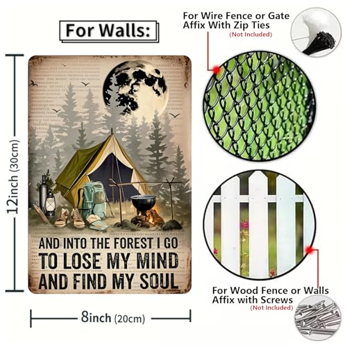 Retro Tin Sign Into The Forest Vintage Metal Wall Art 8x12