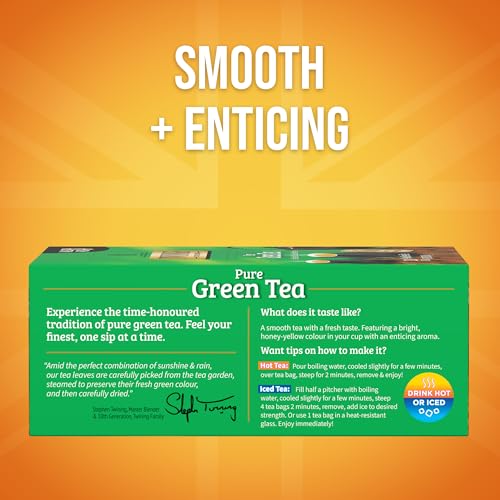 Twinings Pure Green Tea Bags, 100 Count (Pack of 1) - Caffeinated