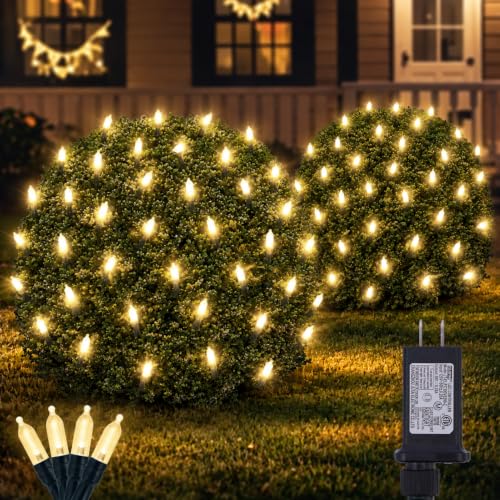 Outdoor Christmas Mesh Net Lights 120 LED Warm White - 2 Pack