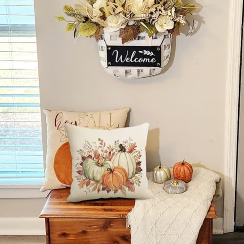 RABUSOFA Fall Pillow Covers 18x18 Inch Waterproof Outdoor Thanksgiving Cushion Cases