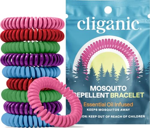 Cliganic 10 Pack Mosquito Repellent Bracelets - Rainbow Colors