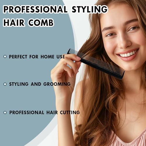 Zoolinn Portable Hair Comb Set 4-Pack - 7.67 Inch Fine Teeth Black
