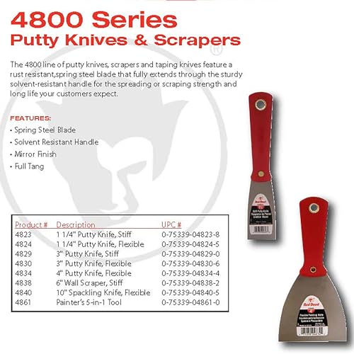 Red Devil 1.5" Flex Putty Knife - High Carbon Steel Blade