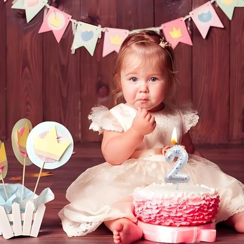 Colorful Number 6 Birthday Candle - White Happy Birthday Cake Topper