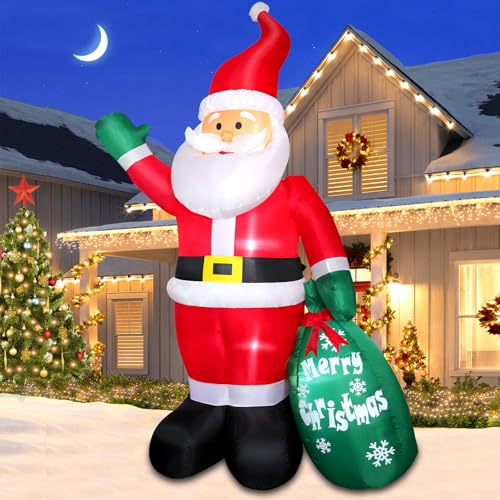 8 Ft Christmas Inflatable Santa Claus with LED Lights & Gift Bag for Outdoor Yard Decor