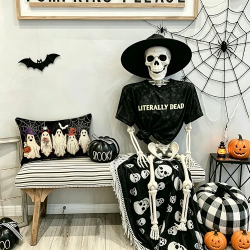 Halloween Ghost Pillow Cover 12x20 | Jack O'Lantern Lumbar Cushion