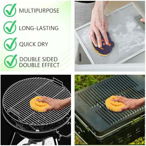 SmilePowo 12-Pack Dual-Sided Frog Cleaning Sponges - Pink Scouring Pads