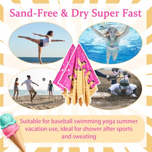 Peryiter Ice Cream Drip Beach Towel - 30 x 60 Inch Microfiber