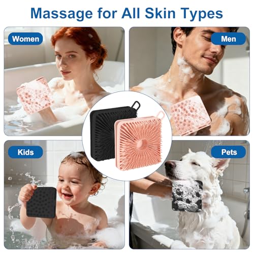 Silicone Body Scrubber 2-Pack Exfoliating Shower Loofah & Scalp Massager