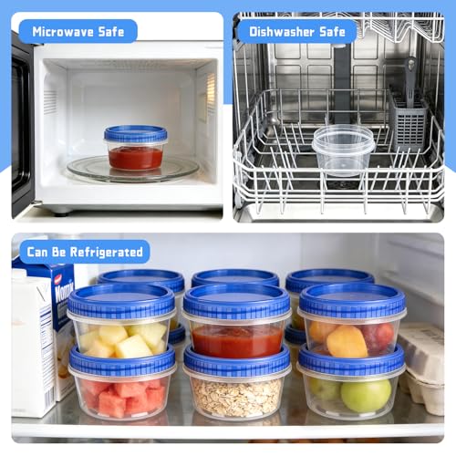 8 Oz Stackable Freezer Containers with Screw On Lids - 6 Pack