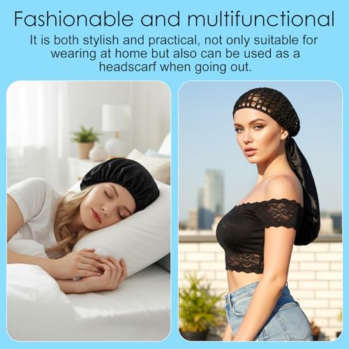 2-in-1 Reversible Wrap Cap and Hair Net Scarf for Silk Press