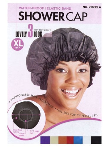 Extra Large Waterproof Shower Cap 21 Inch Black XL Hair Cap