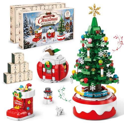Christmas Advent Calendar with Building Blocks, Music & Lights