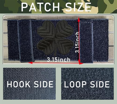 2 Pack Black Lucky Clover Emblem Patches - Hook and Loop