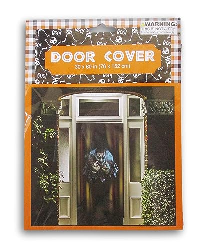Halloween Vampire Clown Door Cover 30 x 60 Inch Spooky Wall Decor