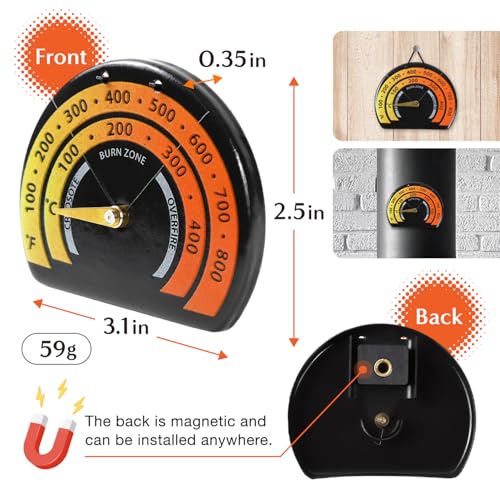 Magnetic Stove Thermometer - Heat-Resistant Ceramic Decal (100-800°C)